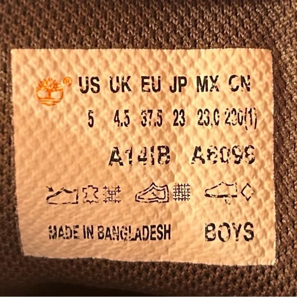 Timberland Boys Mt. Maddsen Waterproof Hiking Boots Size 5 - Picture 9 of 9